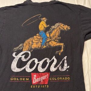 VTG Coors Banquet Black Pocket T-Shirt with Cowboy Design , M , $14